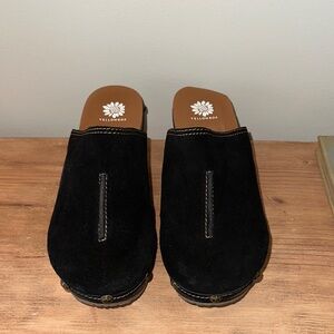 Brody Wedge Clog by Yellowbox in black suede